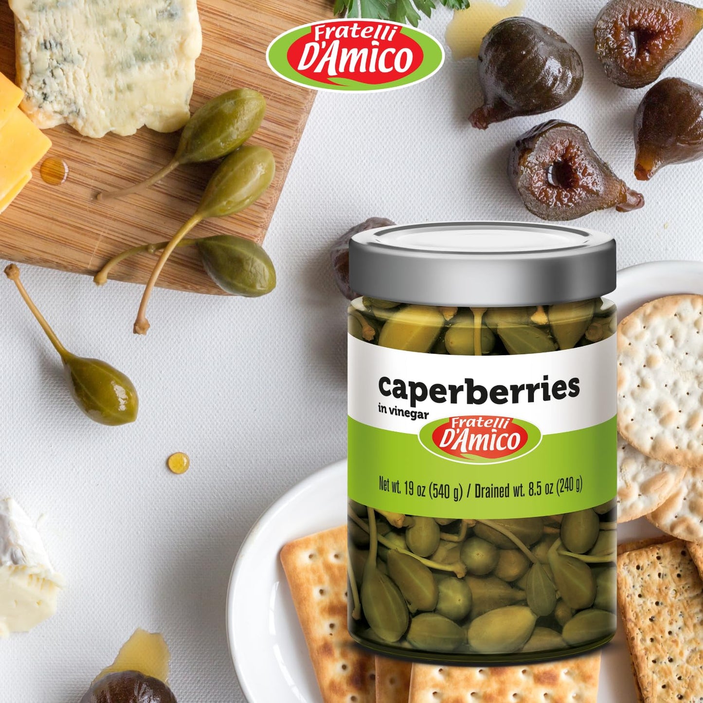 Fratelli D'Amico, Caperberries in vinegar 19oz (540g)