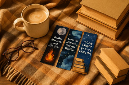 Fall & Cozy Bookmark Bundle – Autumn-Inspired 3-Pack for Readers
