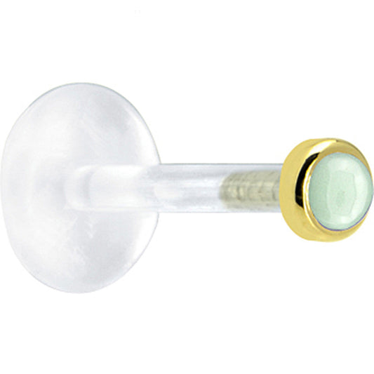 16G 5/16 Solid 14K Yellow Gold 2mm Genuine Aventurine Quartz Bioplast Tragus Earring Stud
