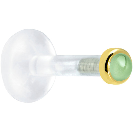 Solid 14K Yellow Gold 2mm Genuine Peridot Bioplast Push in Monroe