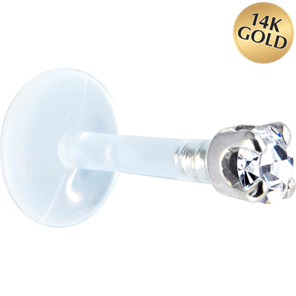 Solid 14K White Gold 1.5mm Genuine Diamond Bioplast Push in Monroe