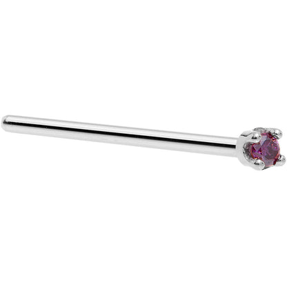 Solid 14K White Gold 1.5mm Genuine Purple Diamond Nose Ring