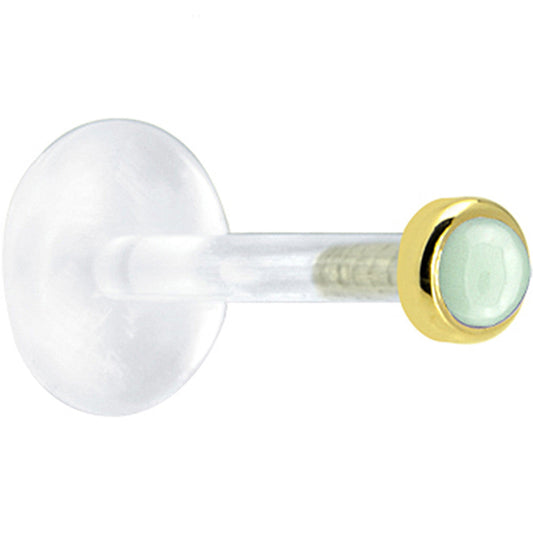 16G 1/4 Solid 14K Yellow Gold 2mm Genuine Aventurine Quartz Bioplast Tragus Earring Stud