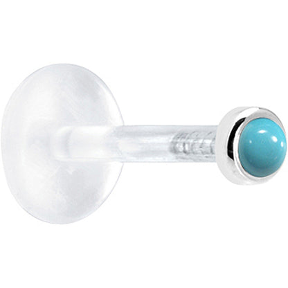 16G 1/4 Solid 14K White Gold 2mm Genuine Turquoise Bioplast Cartilage Earring Stud