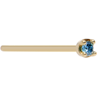 Solid 18K Yellow Gold 1.5mm Genuine Blue Diamond Nose Ring