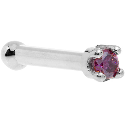 Solid 18K White Gold 1.5mm Genuine Purple Diamond Nose Ring