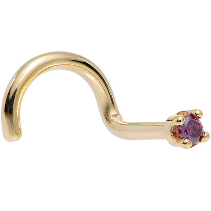 Solid 18K Yellow Gold 1.5mm Genuine Purple Diamond Nose Ring