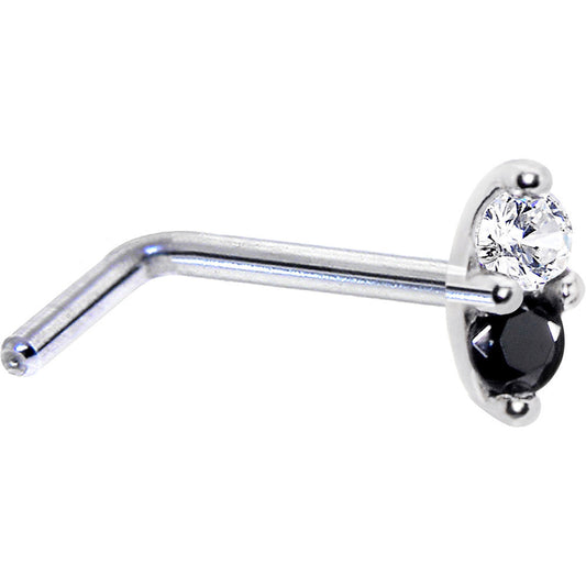 14k White Gold Black 1.5mm CZ Marquise Nose Ring