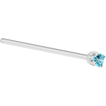 Solid 14K White Gold 2mm Mint Green Cubic Zirconia Nose Ring