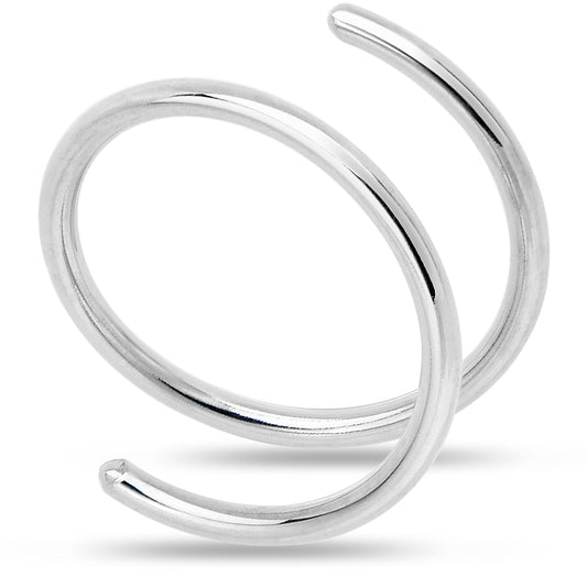 Double Hoop Nose 925 Sterling Silver Spiral Nose Ring 20G 8mm Right