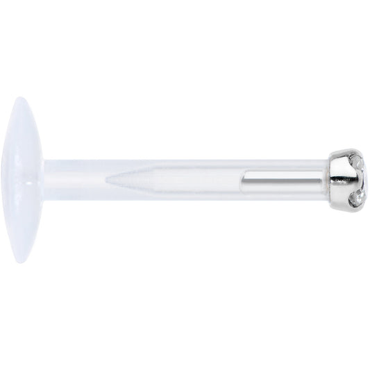 16G Bioplast 14K White Gold 1.5mm Genuine Diamond Micro Labret