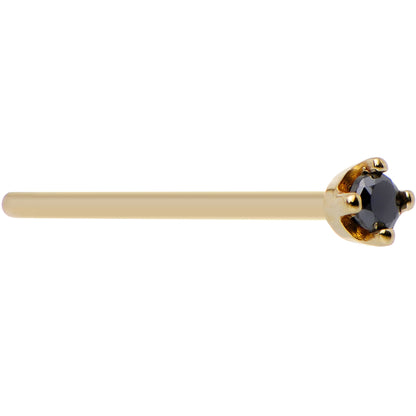 Solid 14K Yellow Gold 1.5mm Genuine Black Diamond Nose Ring