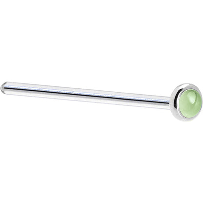 Solid 14K White Gold 2mm Genuine Peridot Nose Ring