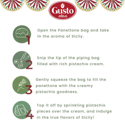 Gusto Etna, Italian Panettone with Pistachio Cream and pistachio chopped
