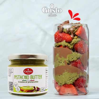 Gusto Etna Pistachio Cream Butter 190g (6.7 oz) – 28% Pistachio, Made in Sicily, Italian Pistachio Spread for Gelato, Pastry & Dessert