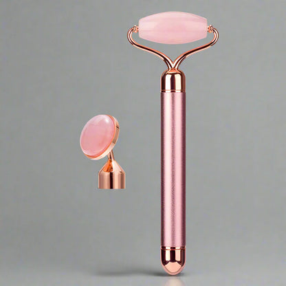 2‑in‑1 Electric Vibrating Rose Quartz & Jade Roller