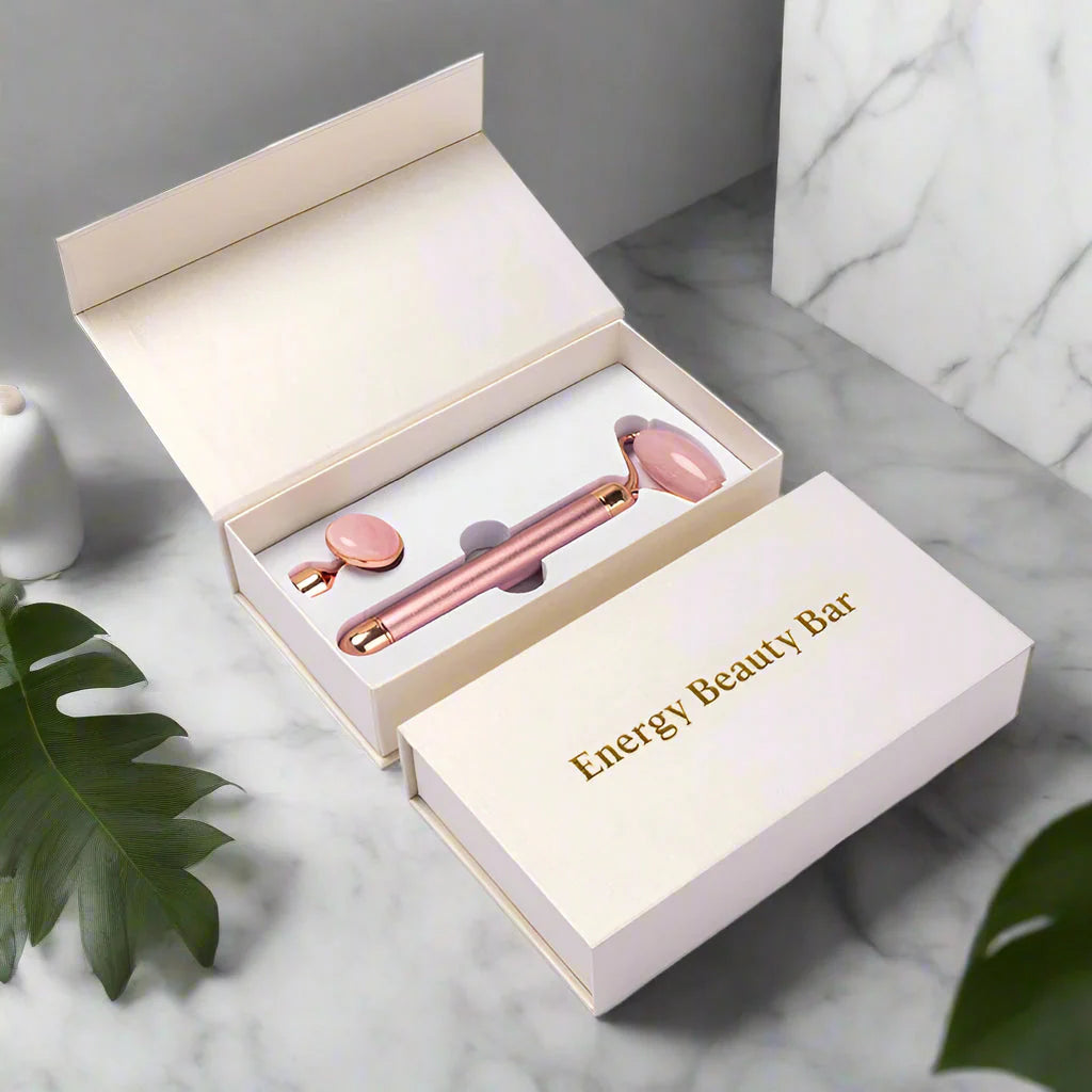 2‑in‑1 Electric Vibrating Rose Quartz & Jade Roller