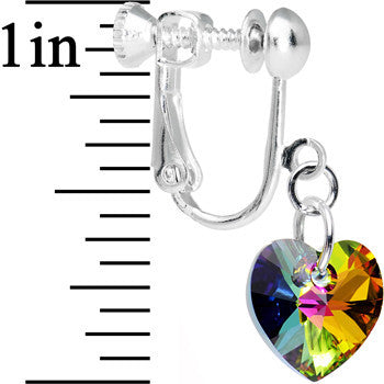 Light Vitrail Heart Clip Earrings Created with Crystals
