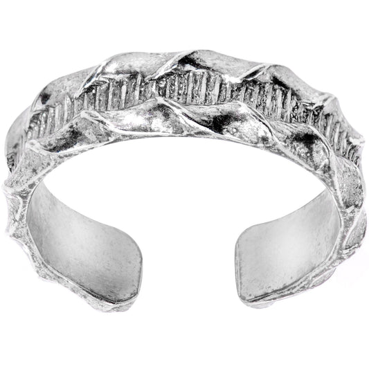 Handcrafted 925 Sterling Silver Rippled Pattern Toe Ring