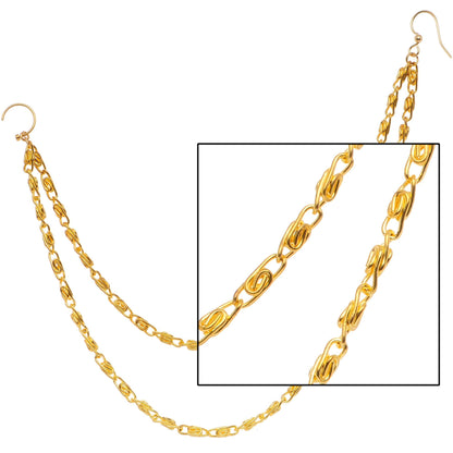Handcrafted Gold Anodized Titanium Double Sweep Ear to Nose Chain