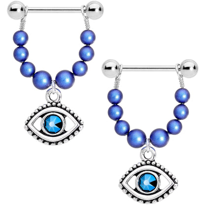 Handmade Blue Sun Eye Nipple Shields Created with Crystals