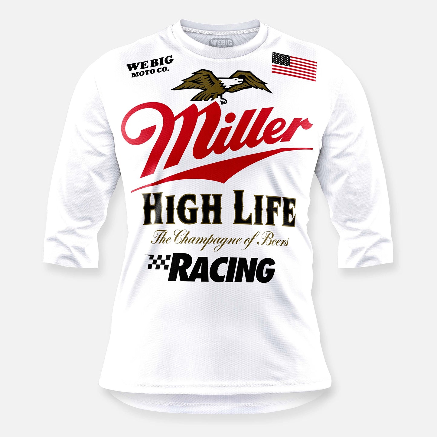 HIGH LIFE RACING 3/4 SLEEVE BIKE JERSEY WHITE