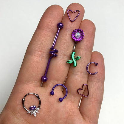 Spiral Purple Anodized Titanium Industrial Project Bar 40mm