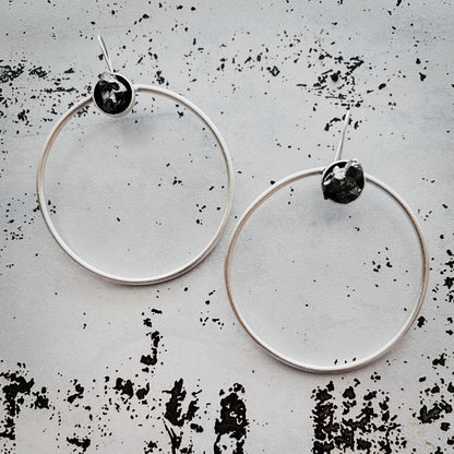 Large Hoop Earrings with Meteorite
