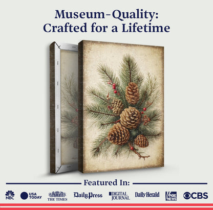 Vintage Winter Pine Cone Christmas Wall Art III