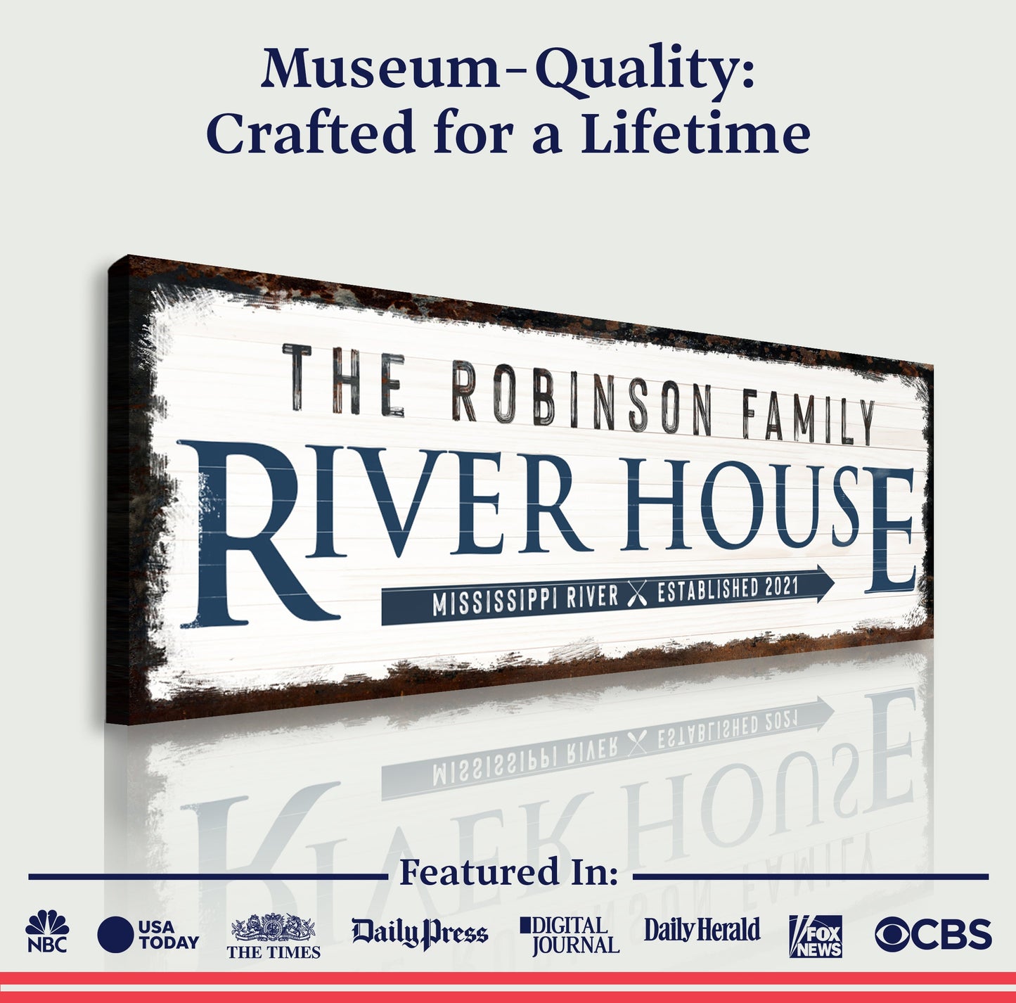 Family River House Arrow Sign