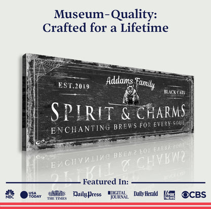 Black Cat’s Spirits & Charms Bar Halloween Sign