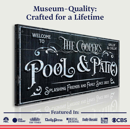Personalized Pool Sign Black and White