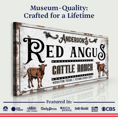 Personalized Red Angus Cattle Sign