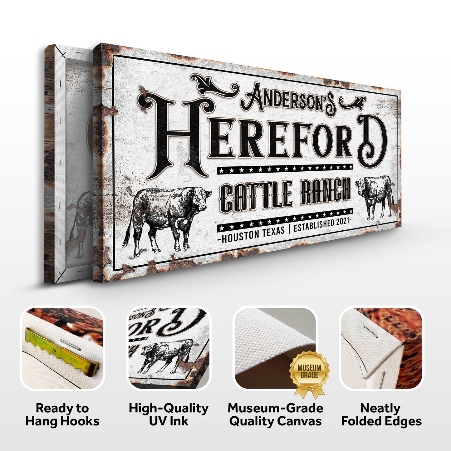 Personalized Hereford Cattle Sign