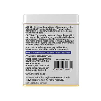 Hair Bloom Natural Blue Black Hair Color- Herbal Indigo w/ False Daisy & Gooseberry Hair Color Powder- 12 individual sachets (10 gm each)- Reusable Brush & Tray Included