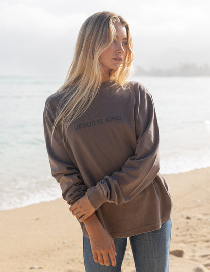 Jesus Is King Brown LS Unisex Tee