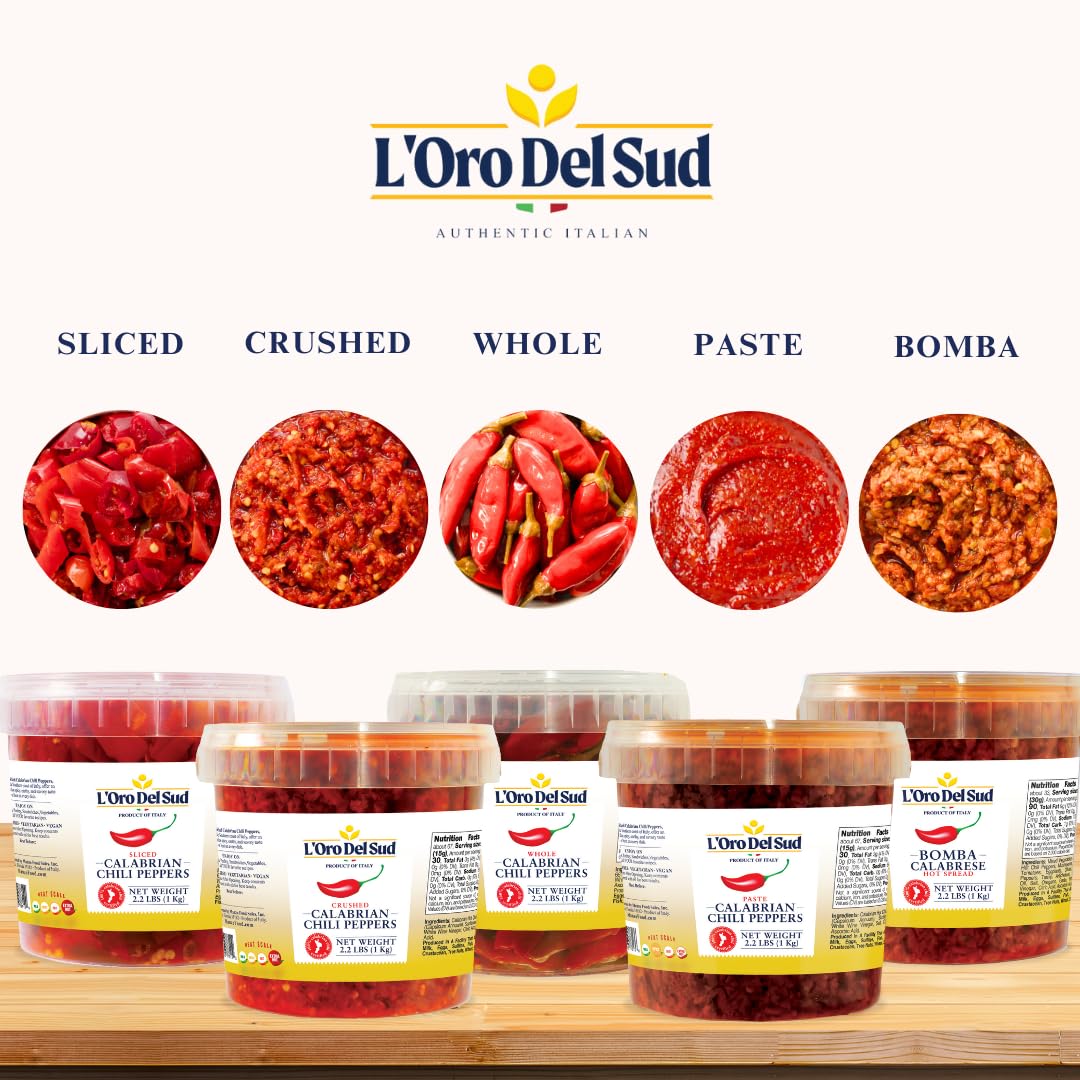 L’Oro Del Sud, Calabrian Bomba Hot Pepper Sauce, 2.2 lb (1 kg)
