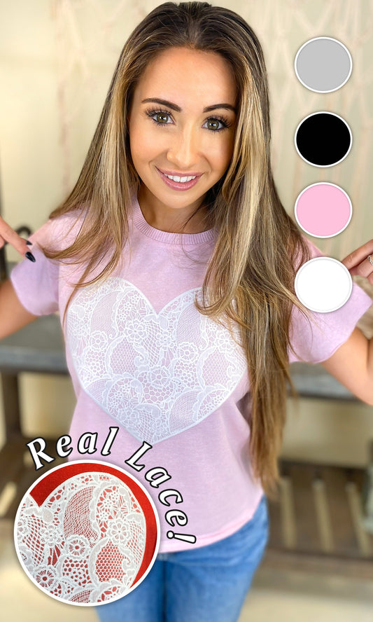 Heart Lace Graphic Edgy Shirt