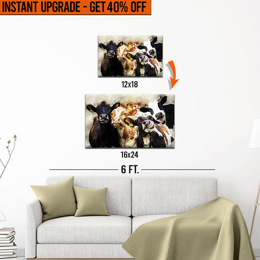Upgrade Your 18x12 Inches 'Cows Cattle Portrait' Canvas Measuring 24x16 Inches