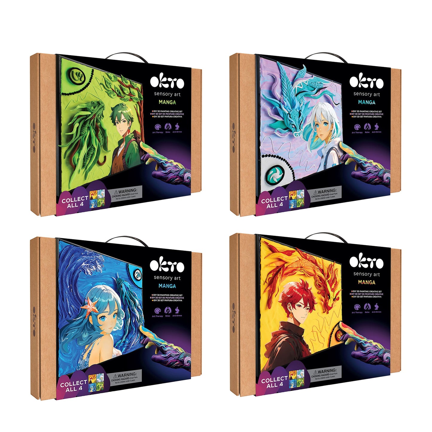 OKTO Manga Elements — Earth — 3D Clay Canvas Kit (11.8×15.7 in) — Ages 10+
