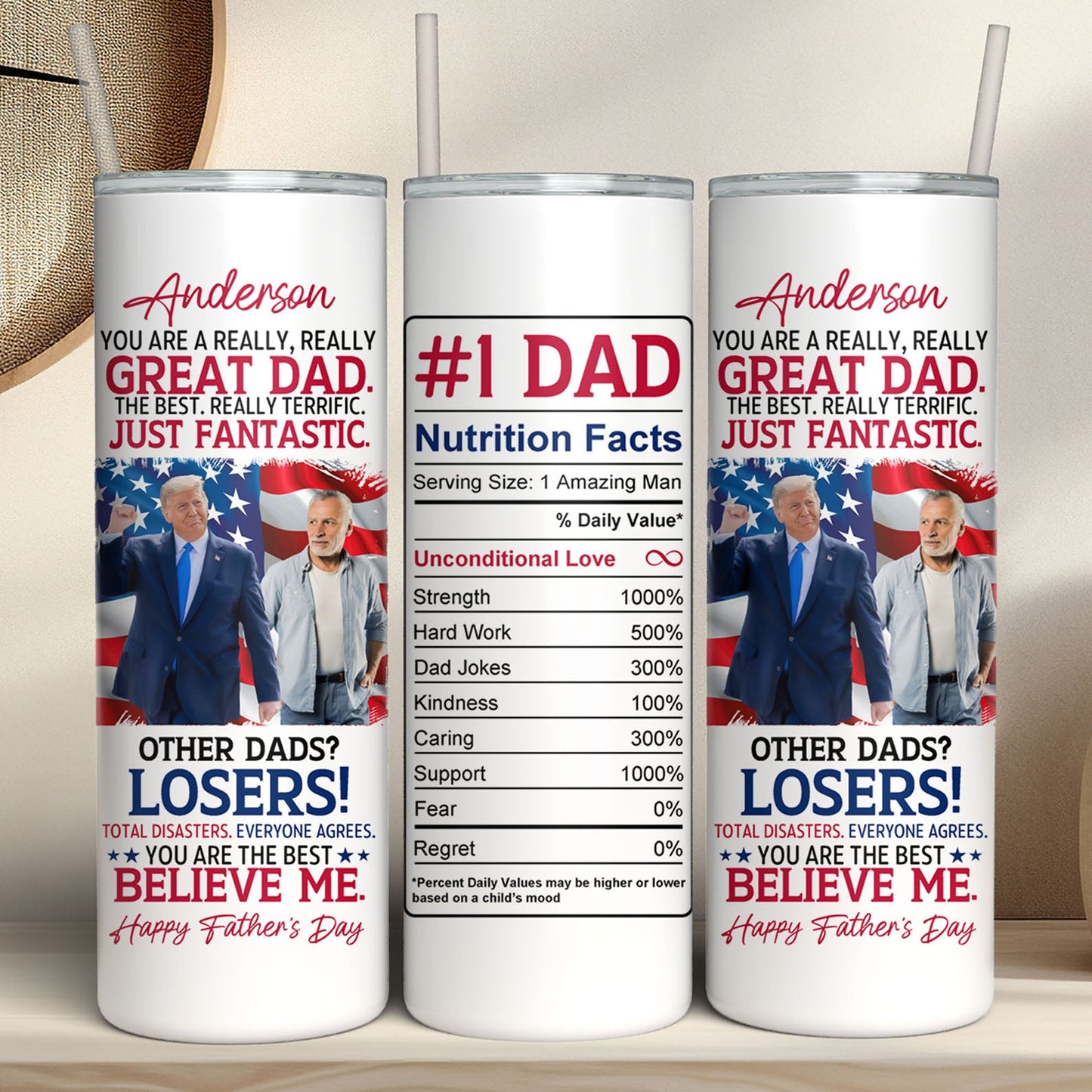 Happy Father's Day | You're A Great Dad | Personalize Photo Tumbler | Photo with Trump Skinny Tumbler | Gift For Dad 682056 - GOP