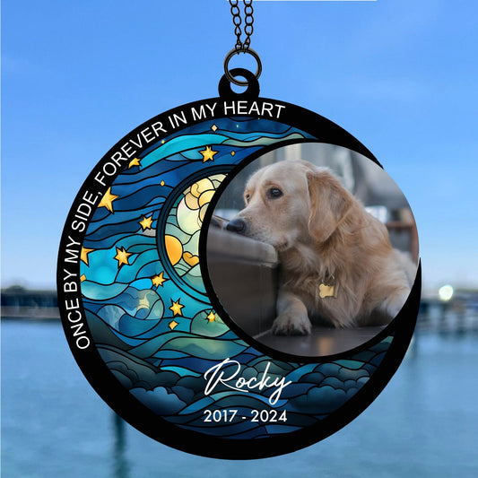 Once By My Side Forever In My Heart Suncatcher Ornament, Custom Photo Suncatchers, Gift For Family, Memorial Gift Ornament 681899