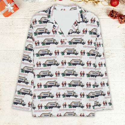 Trump Make Christmas Great Again Pajamas, Trump Xmas Holiday Pajamas, President Trump Garbage Truck Pajamas 681832 - GOP