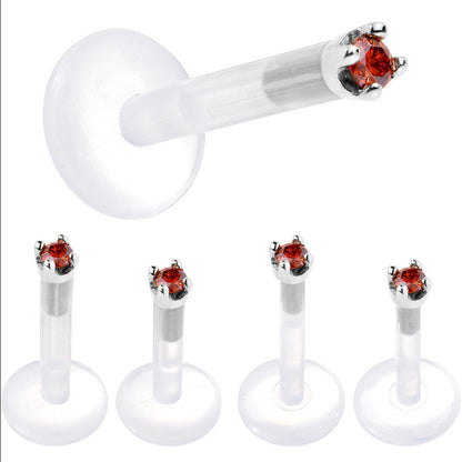 Solid 14K White Gold 1.5mm Genuine Red Diamond Bioplast Push in Monroe