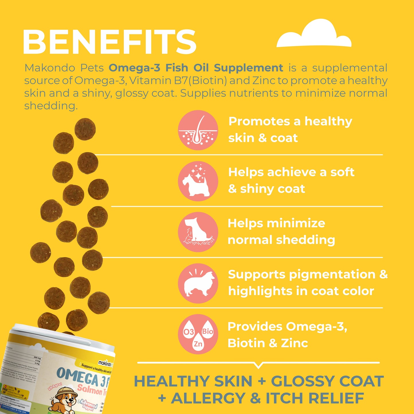 Omega 3 for Dogs - Salmon Oil - 120 Soft Chews