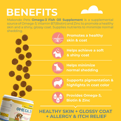 Omega 3 for Dogs - Salmon Oil - 120 Soft Chews