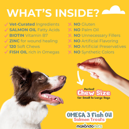Omega 3 for Dogs - Salmon Oil - 120 Soft Chews