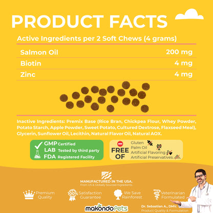 Omega 3 for Dogs - Salmon Oil - 120 Soft Chews