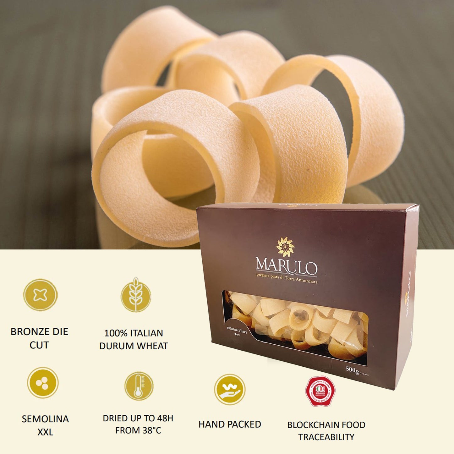 Marulo, Organic Calamarata Homemade Artisan Pasta 500g