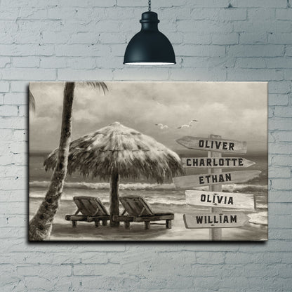 Monochrome Beach Name Sign